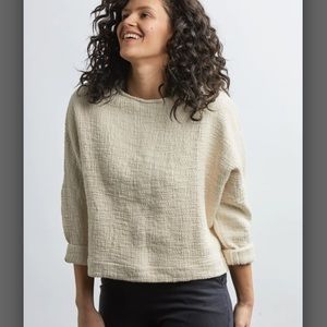 Heavyweight T Sweater - Jamie & the Jones - sz M white handwoven cotton